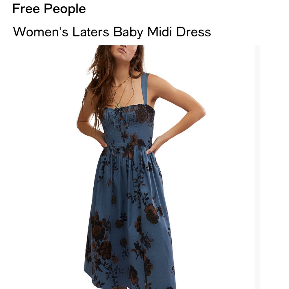 Free People Blue Floral Midi Dress